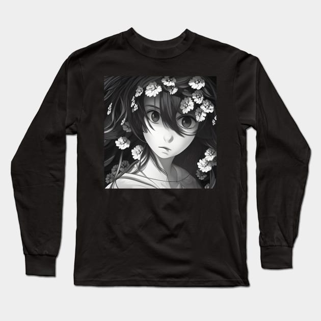 Girl with flowers Long Sleeve T-Shirt by Mew-Beans